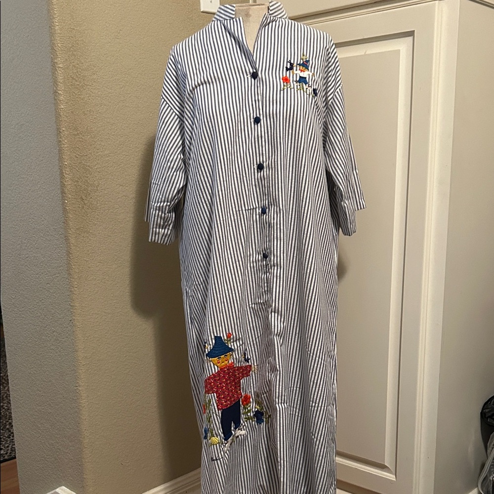 Vintage Helen Cerda Striped Scarecrow Embroidered 60’s 70’s Dress 16